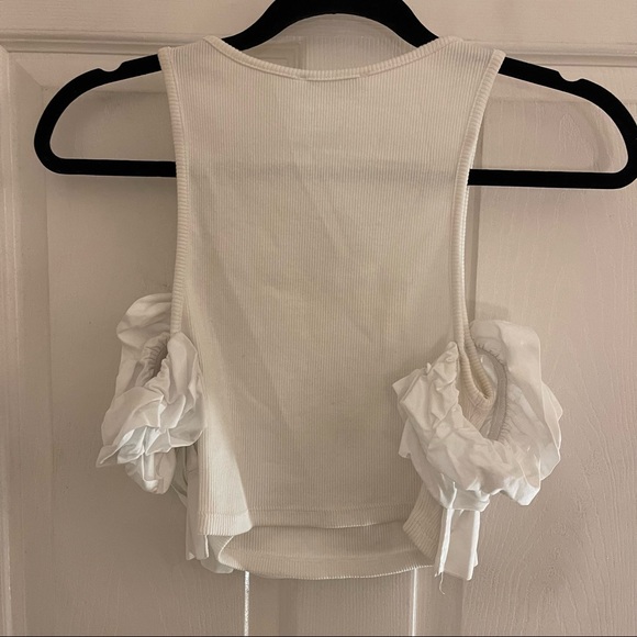 SIZE S | Zara Ruched White Tank Top - Picture 3 of 4